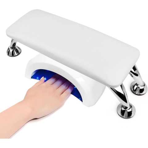 Armsteun Voor Nagelstyliste - Handsteun Nagels - Roestvrijstalen Standaard - Kussen Van Leer - Manicuretafel voor Nagelstudio - Schoonheidsspecialiste - Waterdicht