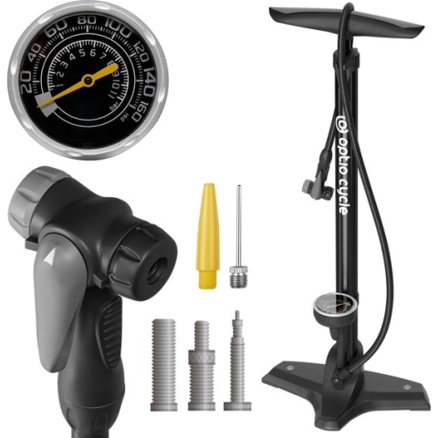 Fietsluchtpomp voor alle ventielen, airflow voor fietspomp met grote manometer tot 11 bar, 160 psi, fietsluchtpomp, Frans ventiel, SV AV DV racefiets, e-bike, mountainbike accessoires