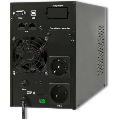 Qoltec ononderbroken stroomvoorziening | Online | Zuivere Sinus | 1 kVA | 800W | LCD-scherm.