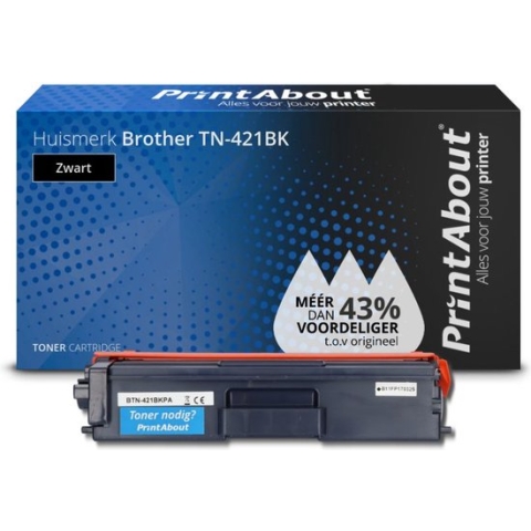 PrintAbout huismerk Toner TN-421BK Zwart geschikt voor Brother