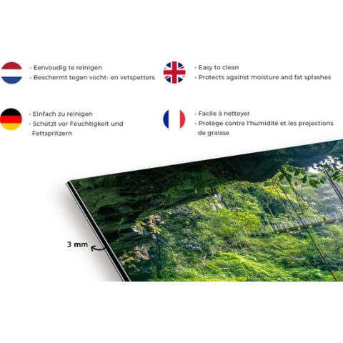 Spatscherm Keuken - Kookplaat Achterwand - Spatwand Fornuis - 120x80 cm - Jungle - Regenwoud - Water - Waterval - Planten - Aluminium - Wanddecoratie - Muurbeschermer - Hittebestendig