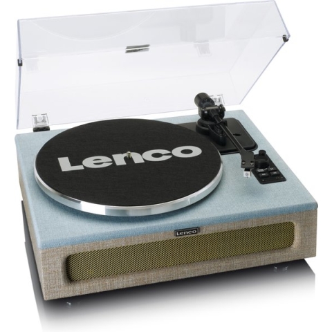 Lenco LS-440BUBG - Platenspeler met Bluetooth - 4 ingebouwde Speakers - Stof - Extra Naald - Blauw/Grijs