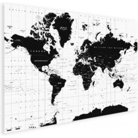 Wereldkaart Zwart Aardrijkskundig - Poster 90x60