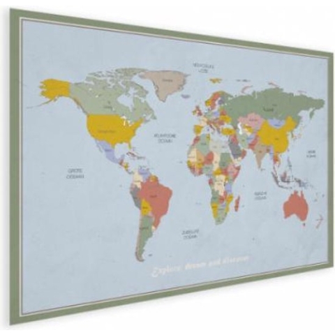 Wereldkaart Aardrijkskundig Explore Kleuren - Poster 120x80