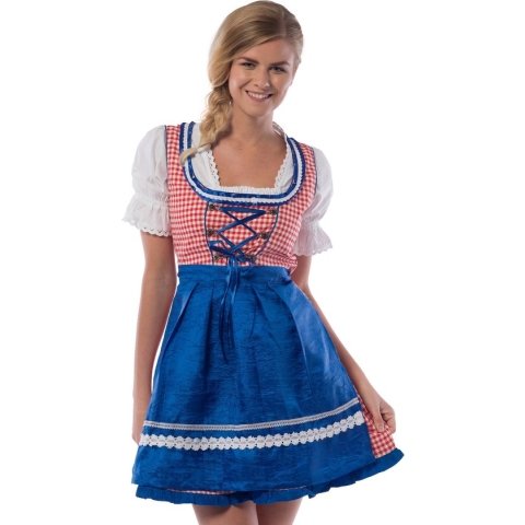 Tannhauser Dirndl Dames Jill Oktoberfest Dames Carnavalskleding Dames -Polyester -Blauw/rood- Maat S