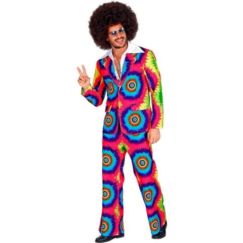 Widmann - Hippie Kostuum - Psychedelisch Tie Dye Jaren 60 - Man - Multicolor - Large - Carnavalskleding - Verkleedkleding