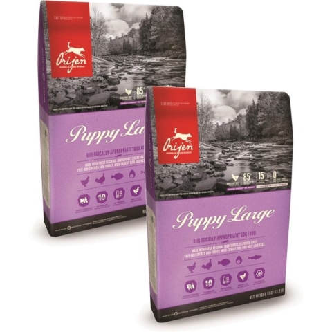 Orijen Whole Prey Puppy Large Breed - Hondenvoer - 2 x Kip Kalkoen 11.4 kg
