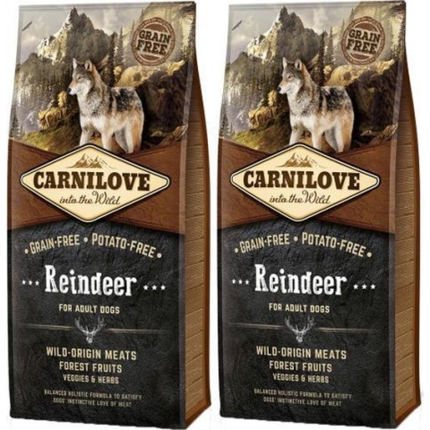 Carnilove grain free reindeer adult dubbelpak 2x 12 kg