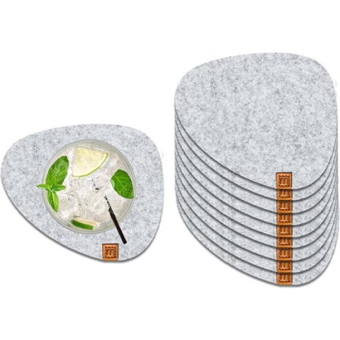 Design vilten onderzetters Stone voor glazen, duurzame Oekotex glasonderzetters van vilt, 10 onderzetters voor dranken, glazen, kaarsen, kopjes, bar, tafeldecoratie