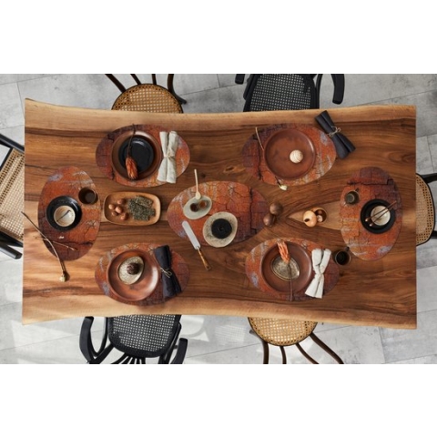 Placemats ovaal - Onderleggers - Ovale placemats - Roest print - Lijn - Grijs - 10 stuks