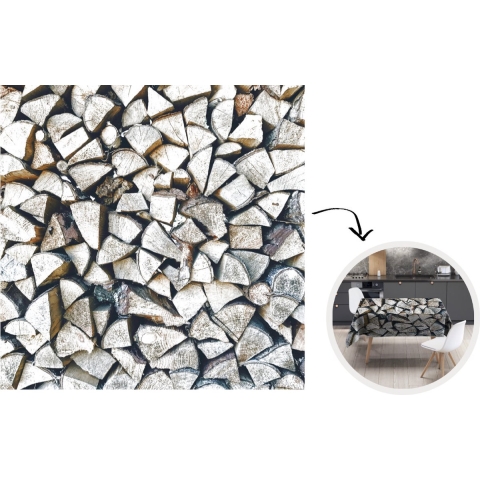 Tafelkleed - Tafellaken - 120x120 cm - Hout - Haard - Winter - Binnen en Buiten