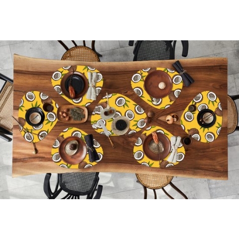 Placemat organisch - Placemats organic - Onderleggers - Kokosnoot - Hawaii - Tropisch - Bladeren - Design - 10 stuks