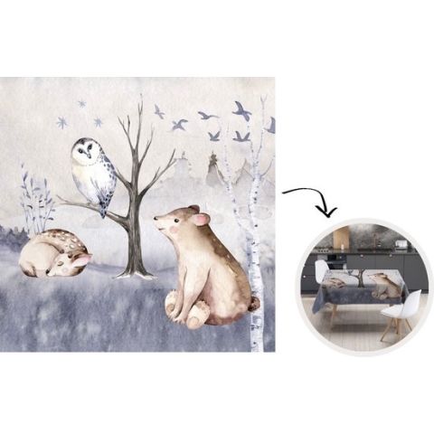 Tafelkleed - Tafellaken - 150x150 cm - Dieren - Winter - Hert - Binnen en Buiten