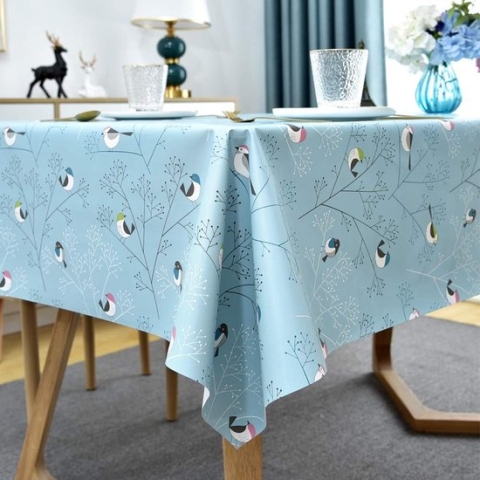 Tafelkleed, kunststof, weerbestendig, waterdicht, rechthoekig, voor buiten, blauw, 137 x 137 cm