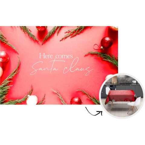 Kerst Tafelkleed - Kerstmis Decoratie - Tafellaken - Winter - Rood - Kerstballen - Quote - 220x150 cm - Kerstmis Versiering