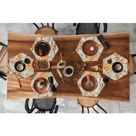 Placemats hexagon - Onderleggers placemats - Placemat zeshoek - Meisje - Konijn - Kikker - Patronen - Girl - Kids - Kinderen - Kind - 6 stuks