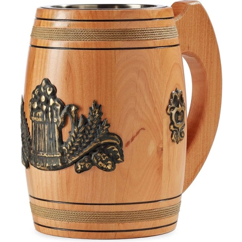 Houten bierpul handgemaakt echt eiken 0,5L capaciteit lichtbruin middeleeuws hout bier Stein stijl mokken cadeau voor hem unieke Viking drinken mok rustiek