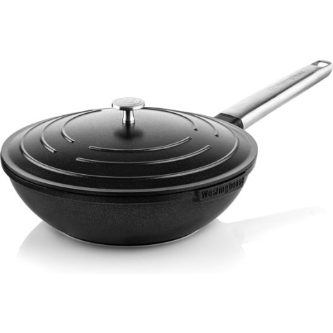 Westinghouse Performance Series - Wokpan Inductie - 28cm - Luxe Wok met Deksel - Zwart - Geschikt voor alle warmtebronnen