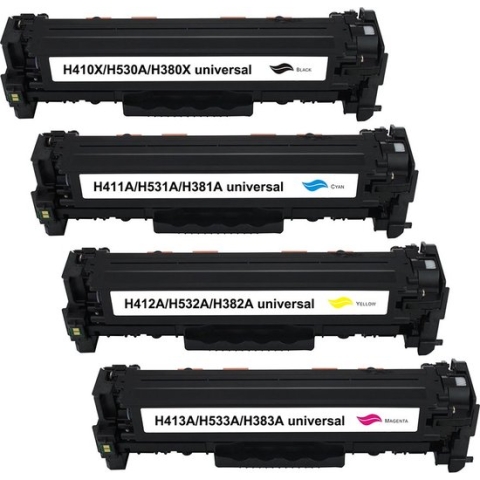 HP CE410X/CC530A/CF380X/Cartridge 718K alternatief Toner cartridge magenta/Geel Cyaan Zwart zwart:4400 cyaan/magenta/geel:2800 pagina's HP Color LaserJet CP2025 HP Color LaserJet CP2025N HP LaserJet Pro 300 color M351A HP LaserJet Pro 300 color MFP M
