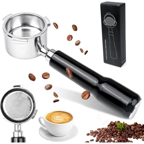 JOLIGAEA Bottomless Portafilter 51 mm, Filter Holder Compatible with DeLonghi Dedica EC680 / EC685 - 51 mm Stainless Steel Filter Holder with 1 Cup Filter Basket and Splicing Handle - 3 Ears