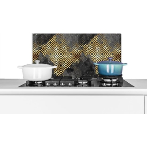 Spatscherm keuken 70x30 cm - Kookplaat achterwand Goud - Marmer - Verf - Patronen - Muurbeschermer hittebestendig - Spatwand fornuis - Hoogwaardig aluminium