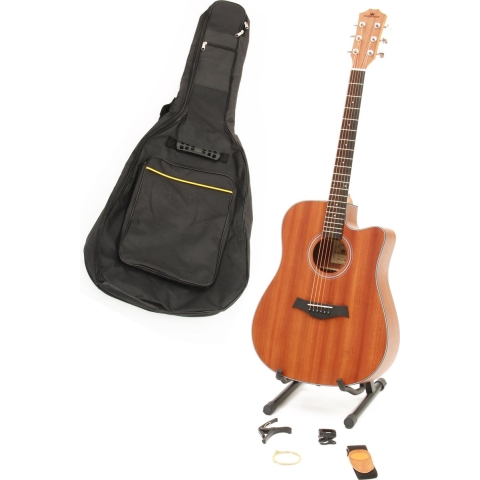 Knobbout 41 inch Gitaar - Professionele studie-Natuur gemaakt sapele hout-met gitaar tas-gitaar standaard, gitaartas,