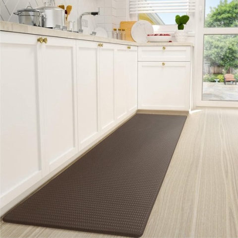 Keukenloper, pvc, wasbaar, antislip, tapijt keuken, waterdicht en oliebestendig, zware loper, keuken, keukenmat voor keuken, hal, waterbar (bruin, 44 x 120 cm)