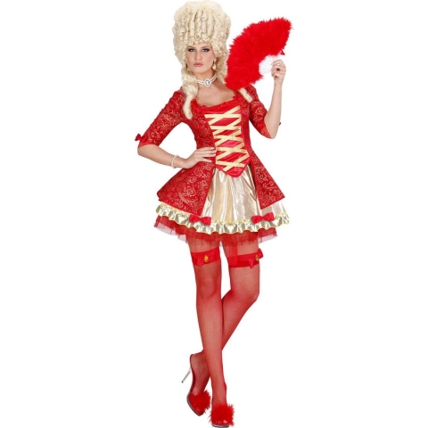 Widmann - Middeleeuwen & Renaissance Kostuum - Koningin Barok Rood Miss Mozart Kostuum Vrouw - Rood - Small - Carnavalskleding - Verkleedkleding