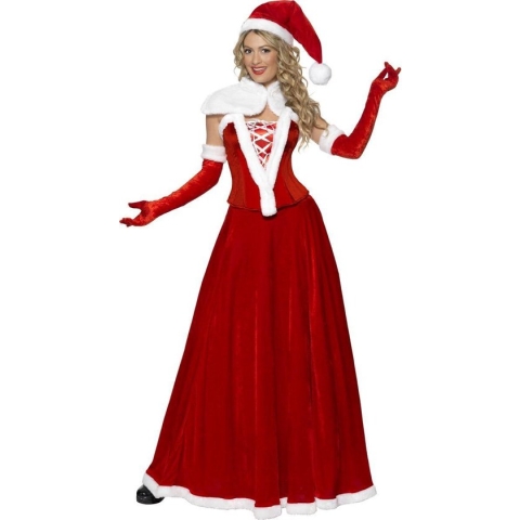 Luxe kerstvrouwpak Miss Santa - verkleedkleding- maat L (44-46)