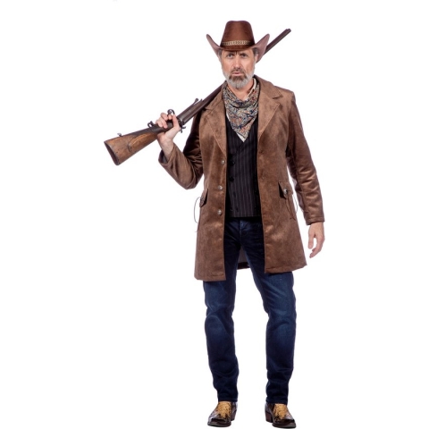 Wilbers & Wilbers - Cowboy & Cowgirl Kostuum - Meedogenloze Western Shooter Billy Bullet Jas Man - Bruin - Maat 48 - Carnavalskleding - Verkleedkleding