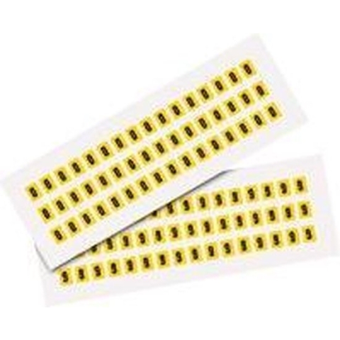 Set cijfer stickers 0-9 - zelfklevende folie - 20 kaarten - geel zwart teksthoogte 8 mm