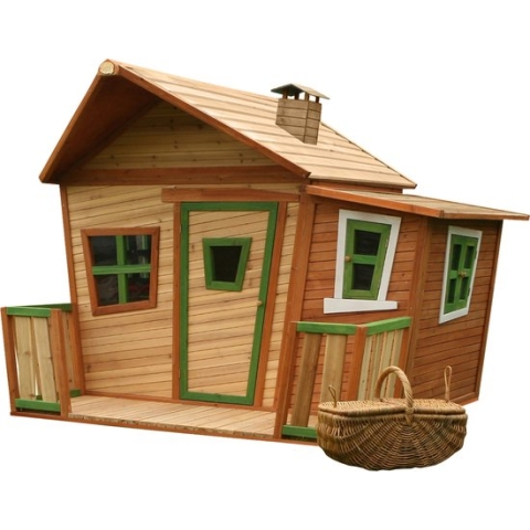 AXI Lisa Speelhuis in Bruin/Groen - Speelhuisje voor de tuin / buiten - FSC hout - Tuinhuisje met veranda voor kinderen