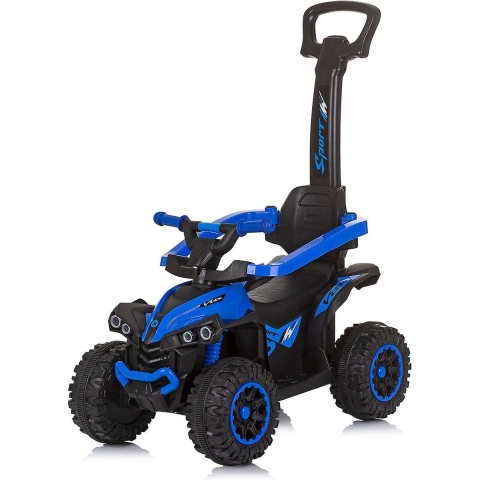 Chipolino Loopauto ATV - Loopwagen met duwstang - Vanaf 3 jaar - Met geluid en luifel - 2 in 1 - Blauw