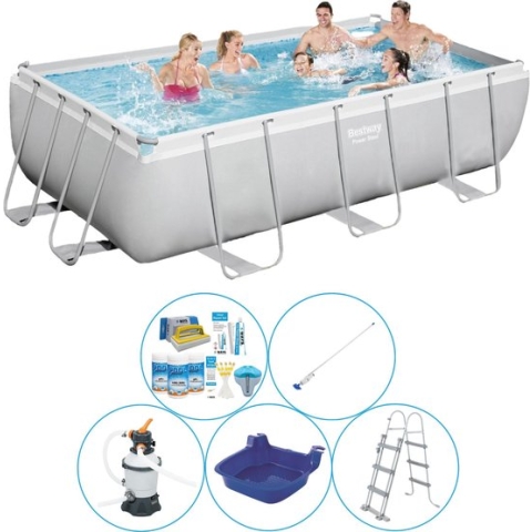 Zwembad Combi Deal - 6-delig - Power Steel Rechthoek 404x201x100 cm