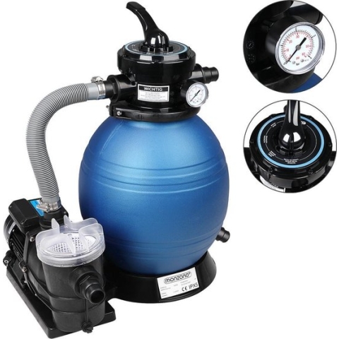 Monzana Zandfiltersysteem -Voorfilter – 7 Wegklep - Adapter Ø32-38mm