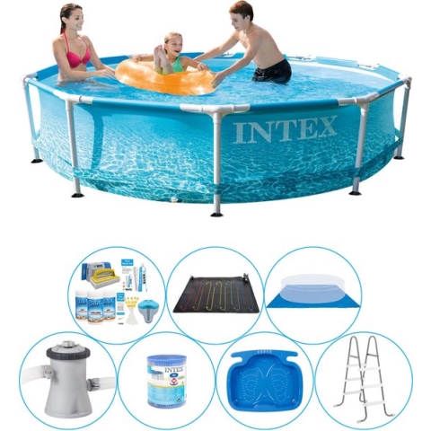 Zwembad Super Deal - 8-delig -  Metal Frame Rond Strandzijde 305x76 cm