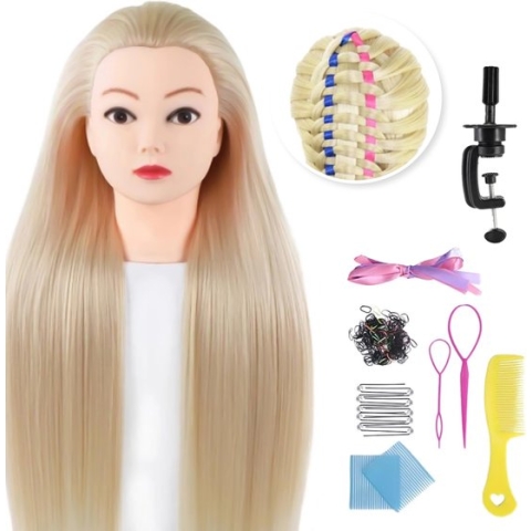 SassyGoods - Kaphoofd - Oefenpop kapper - Blond haar - Met statief - 70 cm