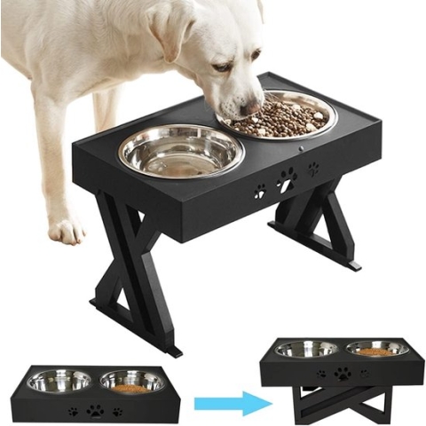 Verhoogde hondenbak, voerbakken voor honden op standaard, in hoogte verstelbare hondenbakken 2 roestvrijstalen schalen, anti-sprong standaard voor verhoogde voederstations voor grote, middelgrote, kleine honden
