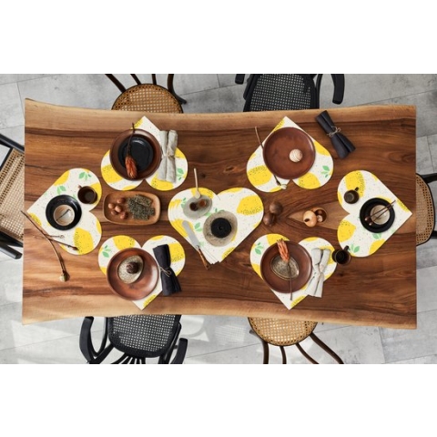 Onderleggers - Placemats - Placemats hartje - Citroen - Fruit - Vintage - Design - 10 stuks