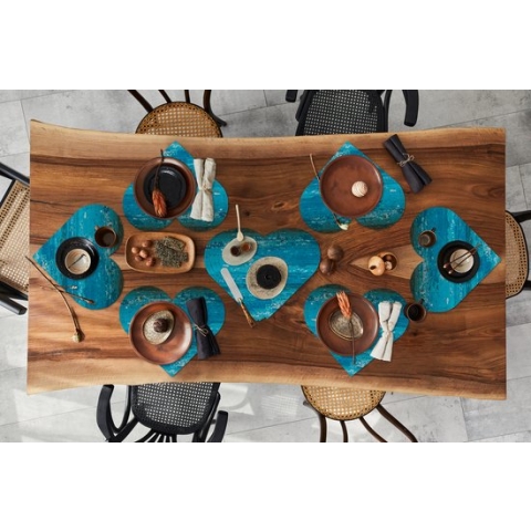 Onderleggers - Placemats - Placemats hartje - Roest print - Wit - Blauw - 10 stuks