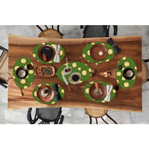 Placemats ovaal - Onderleggers - Ovale placemats - Londen - Vintage - Klok - Patroon - 10 stuks