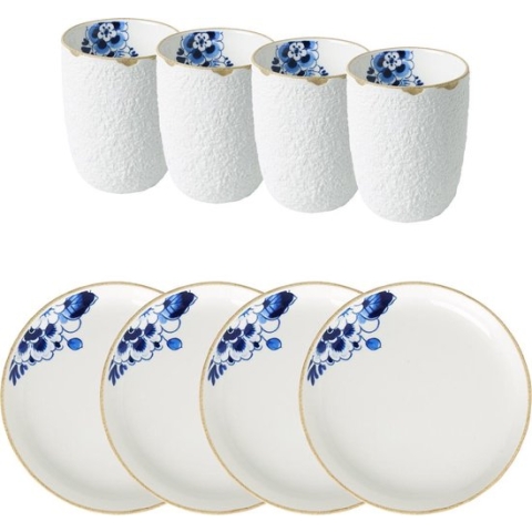 Heinen Delfts Blauw | Koffie met geebak Blauw Bloesem | 2-delig | 4 pers.