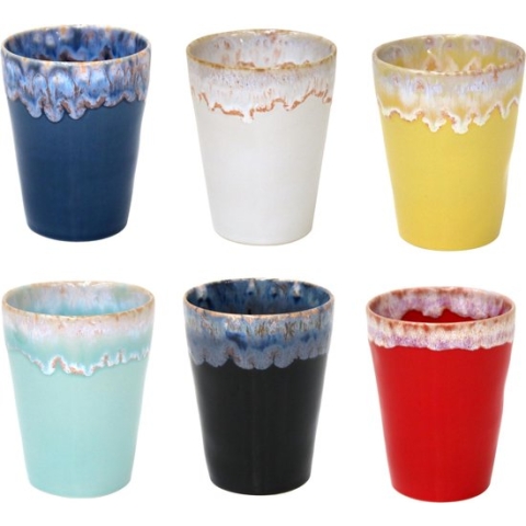 Costa Nova Kop Latte Macchiato 38cl - Grespresso - Aardewerk - Set van 6 in 6 kleuren - Vibrant - 9,5cmxH11cm - by Supervintage