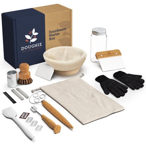 Doughie Zuurdesem Starter Box - Rond Rijsmandje - 25 cm - Alle Benodigdheden - Met E-Manual
