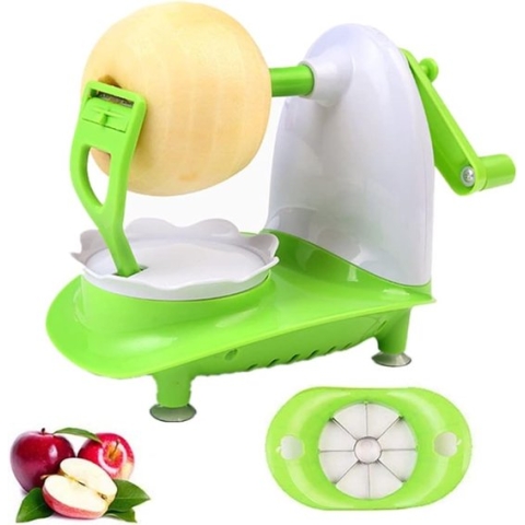 Appelschiller en appelverdeler, professionele appelschiller en -snijder, appelschilmachine