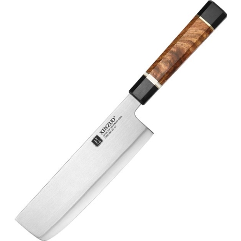 Professioneel Nakiri Hakmes van Japans Hitachi ZDP189 Powdered Steel | Achthoekig handvat van Padouk hout en zwart G10 | F5 Zhen Series