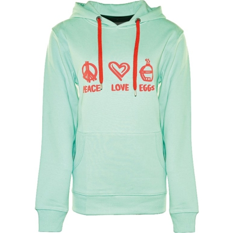 Big Green Egg - Sweater - Dames - Small - Peace, Love, EGGs - Hoodie - Kaptrui