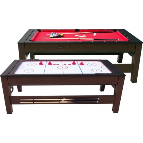 Cougar Reverso Pool & Airhockeytafel 6ft - Verstelbare poten - 2-in-1 Airhockey en Pooltafel - Inclusief één set poolballen, triangel, 2 keuen, biljartkrijt en borstel - 177x92x81cm