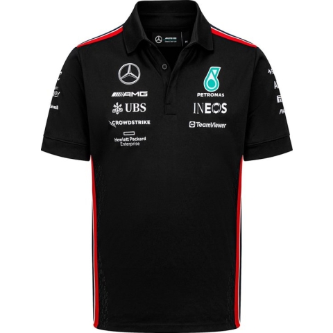 Mercedes Teamline Polo Zwart 2023 XL - Lewis Hamilton - George Russel - Formule 1 - AMG