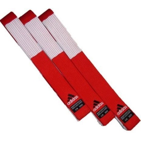Rood-wit geblokte Adidas-judoband voor 6e dan (Maat: 320)